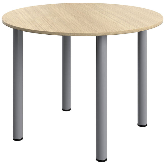 Serrion Pole Leg Round Meeting Table, 1000mm Wide, Oak Easy2Order : KF800369