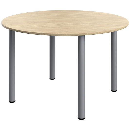 Serrion Pole Leg Round Meeting Table, 1200mm Wide, Oak Easy2Order : KF800370
