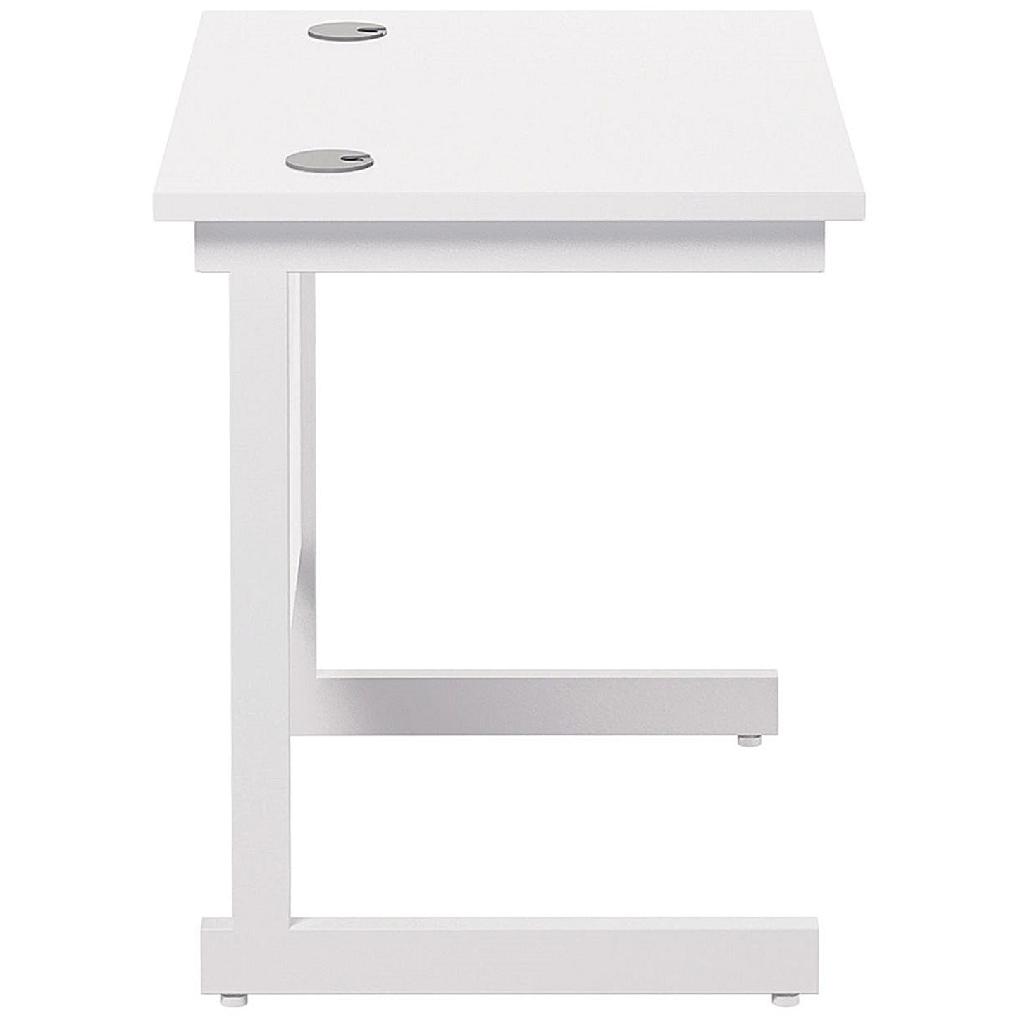Jemini 800mm Slim Rectangular Desk, White Cantilever Leg, White