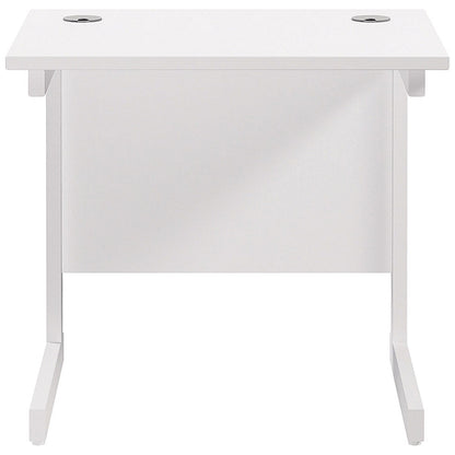 Jemini 800mm Slim Rectangular Desk, White Cantilever Leg, White