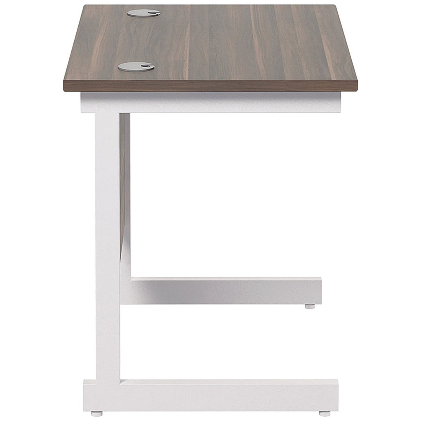 Jemini 800mm Slim Rectangular Desk, White Cantilever Leg, Walnut