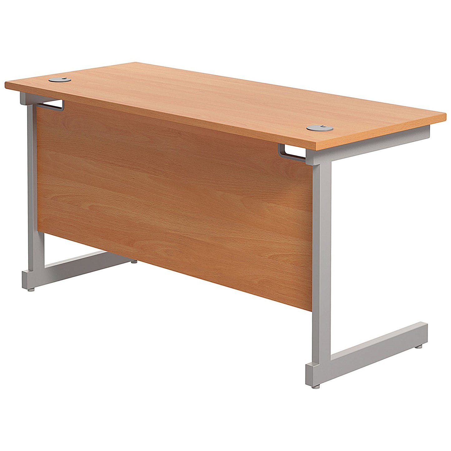 Jemini 1200mm Slim Rectangular Desk, Silver Cantilever Leg, Beech