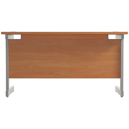Jemini 1200mm Slim Rectangular Desk, Silver Cantilever Leg, Beech