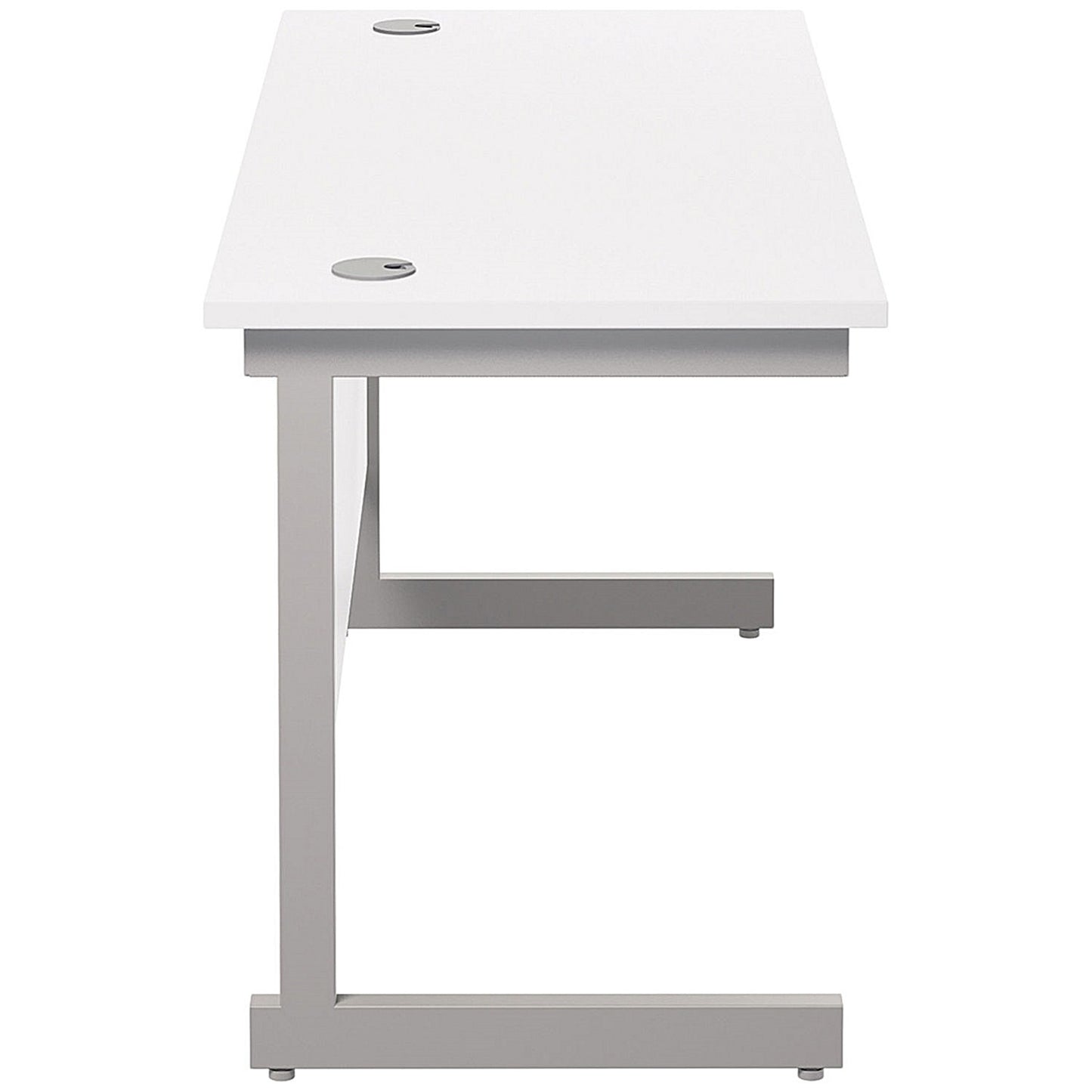Jemini 1200mm Slim Rectangular Desk, Silver Cantilever Leg, White