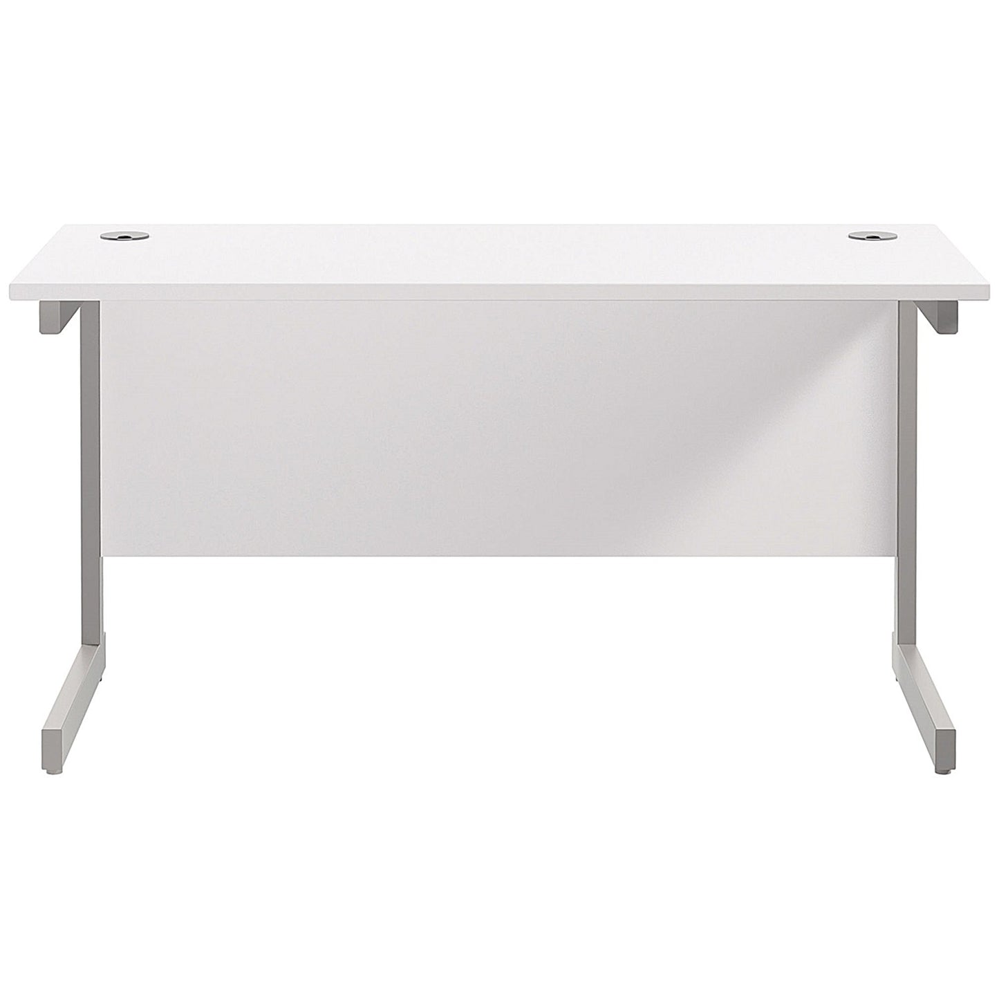 Jemini 1200mm Slim Rectangular Desk, Silver Cantilever Leg, White