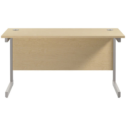 Jemini 1200mm Slim Rectangular Desk, Silver Cantilever Leg, Maple