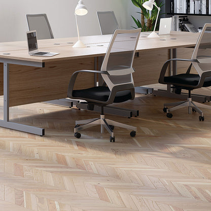 Jemini 1200mm Slim Rectangular Desk, Silver Cantilever Leg, Walnut