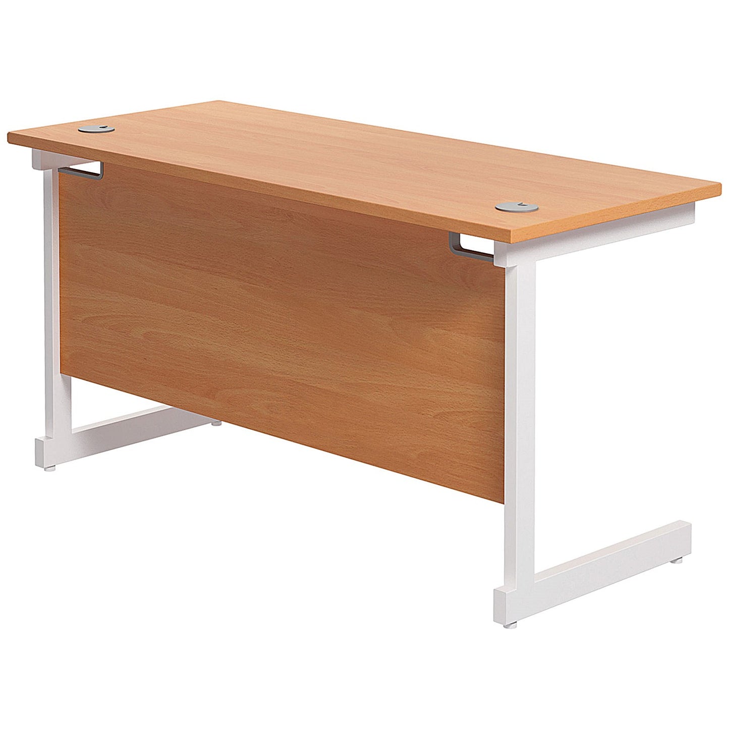 Jemini 1200mm Slim Rectangular Desk, White Cantilever Leg, Beech