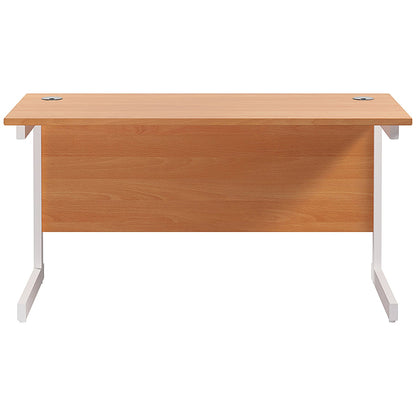 Jemini 1200mm Slim Rectangular Desk, White Cantilever Leg, Beech