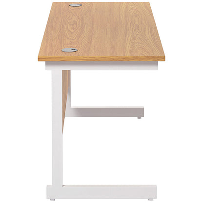 Jemini 1200mm Slim Rectangular Desk, White Cantilever Leg, Oak