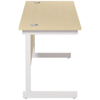 Jemini 1200mm Slim Rectangular Desk, White Cantilever Leg, Maple