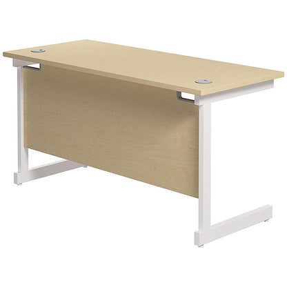 Jemini 1200mm Slim Rectangular Desk, White Cantilever Leg, Maple