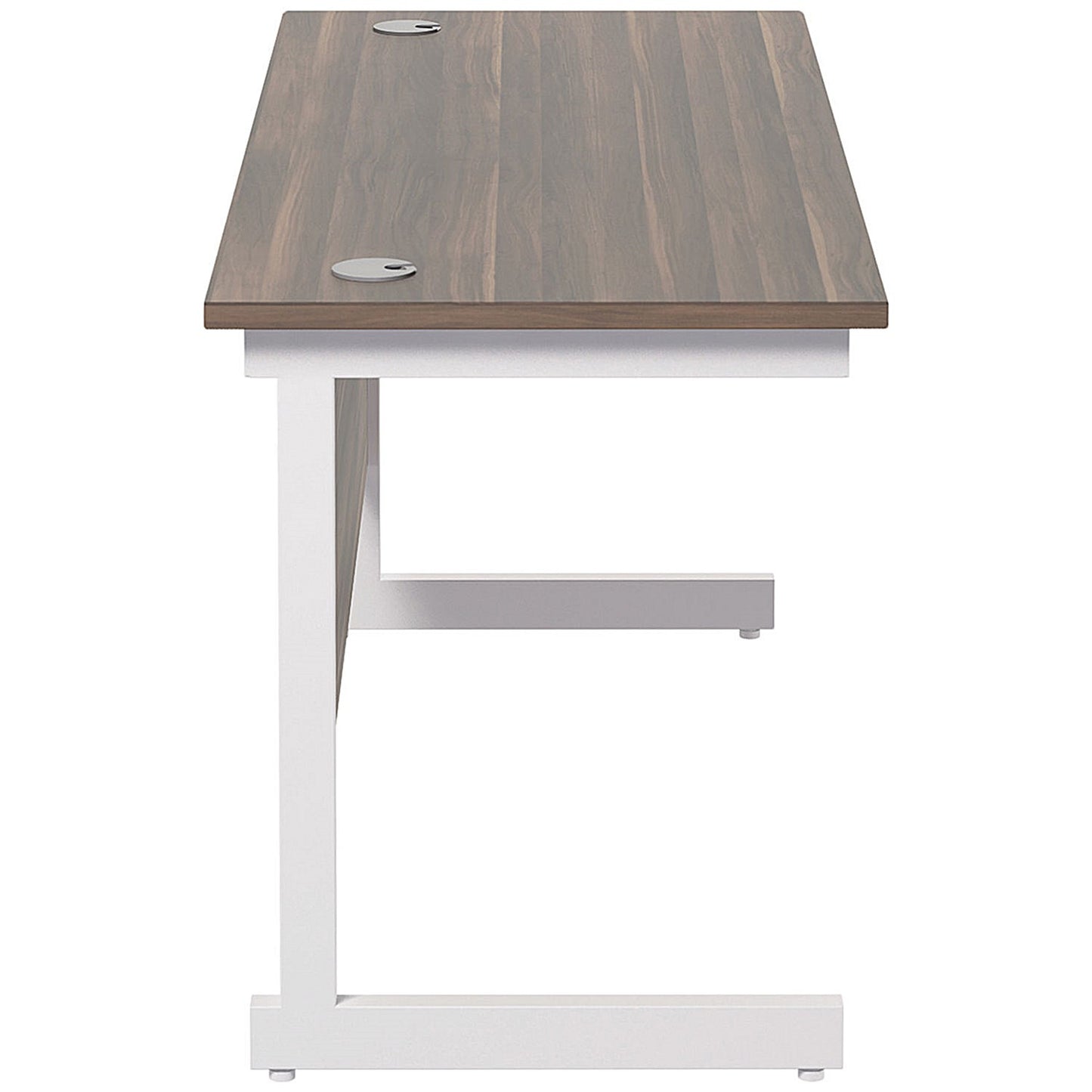 Jemini 1200mm Slim Rectangular Desk, White Cantilever Leg, Walnut