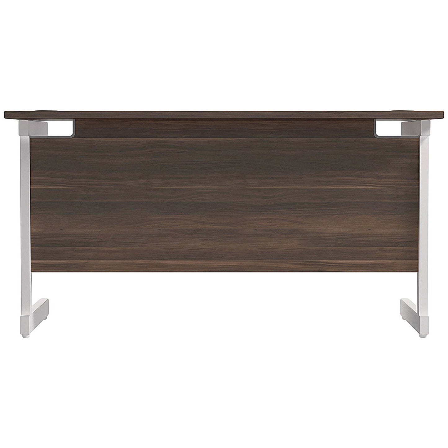 Jemini 1200mm Slim Rectangular Desk, White Cantilever Leg, Walnut