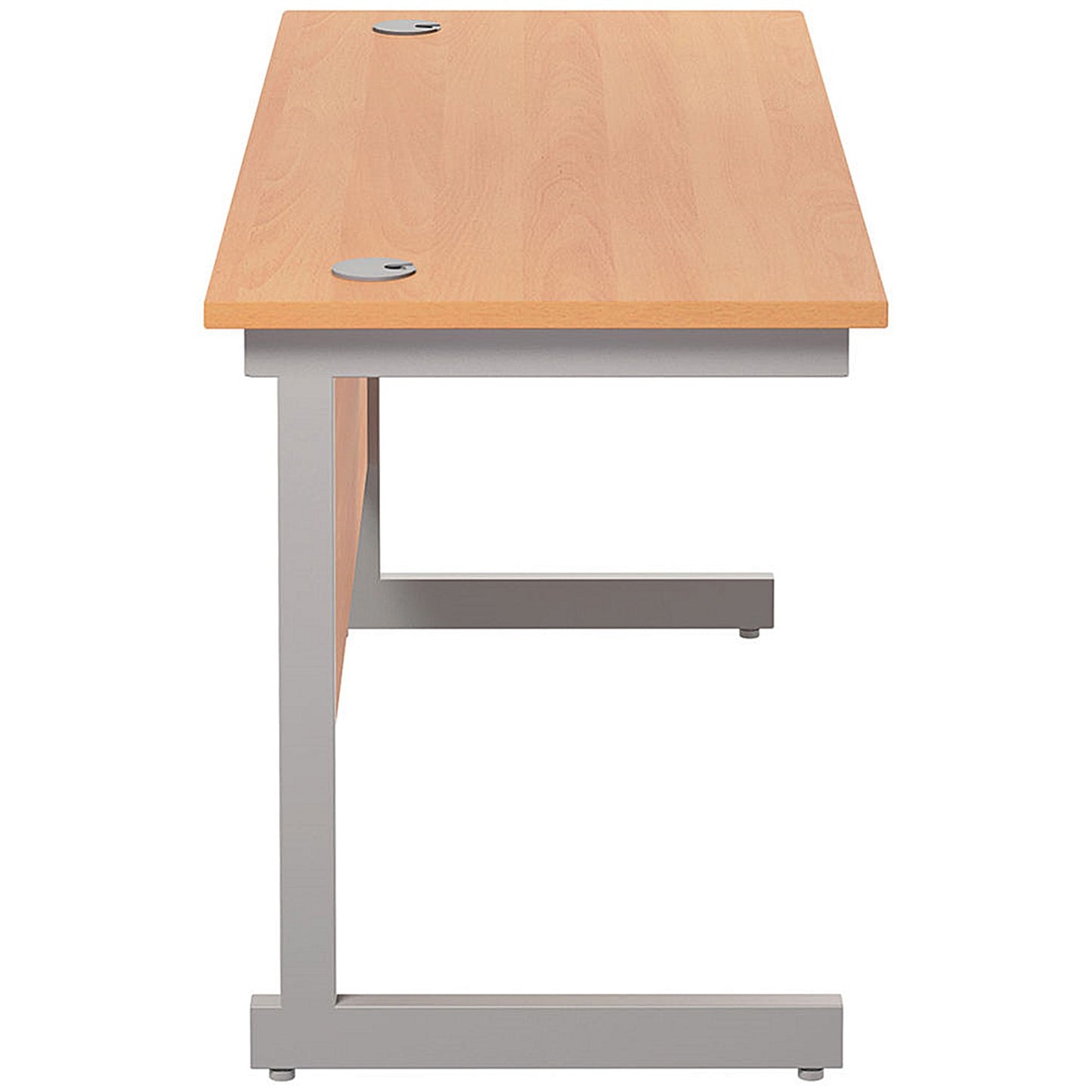 Jemini 1400mm Slim Rectangular Desk, Silver Cantilever Leg, Beech