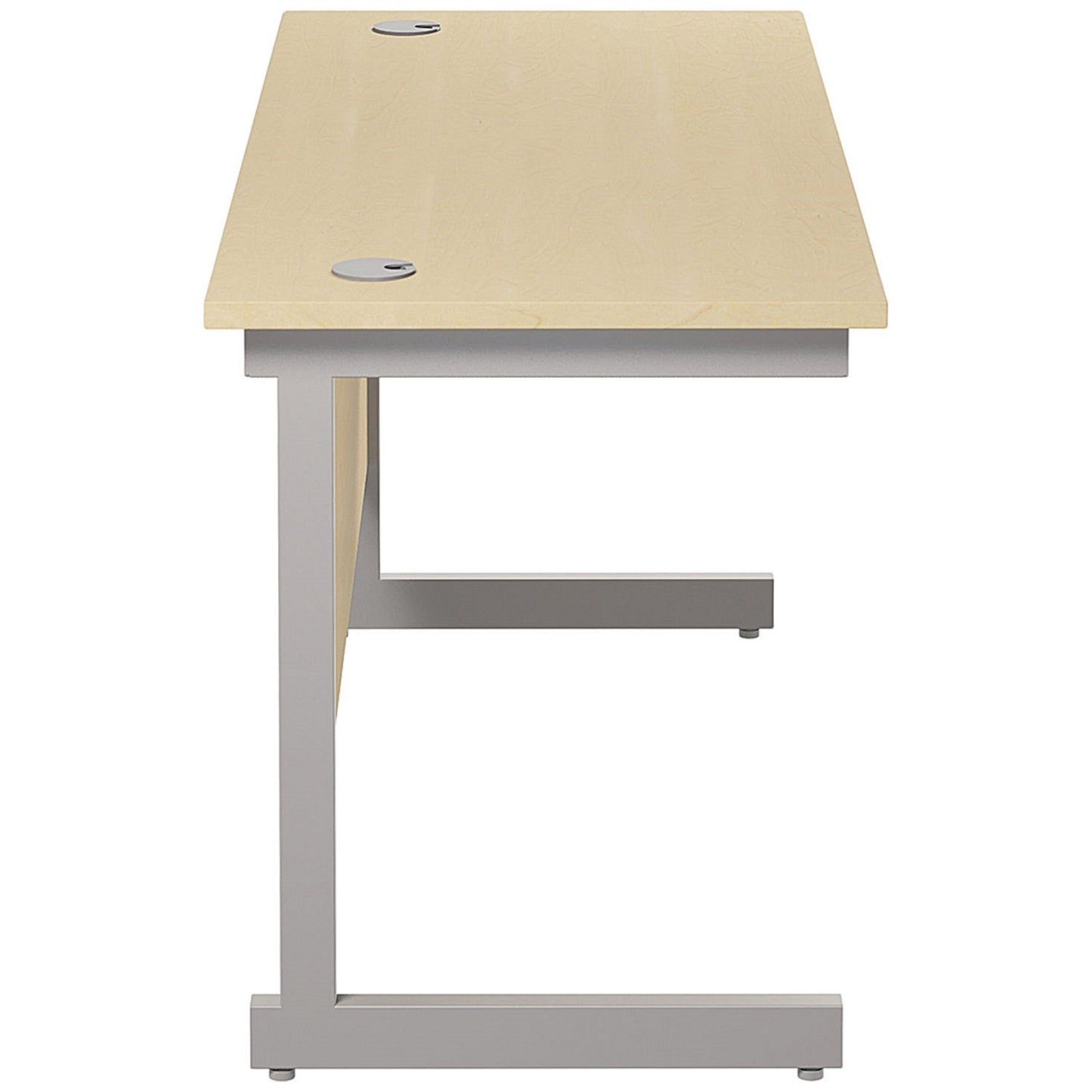 Jemini 1400mm Slim Rectangular Desk, Silver Cantilever Leg, Maple
