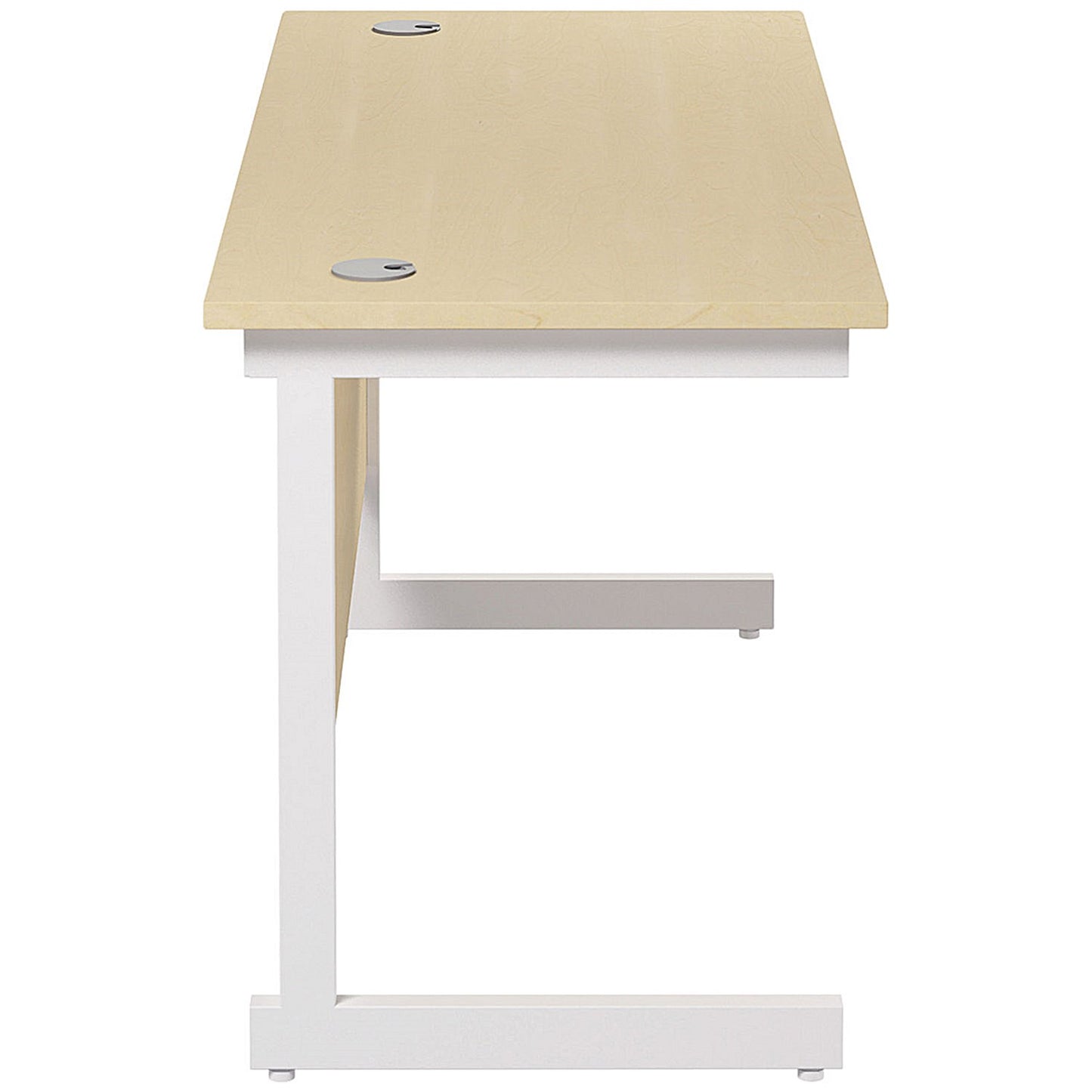 Jemini 1400mm Slim Rectangular Desk, White Cantilever Leg, Maple