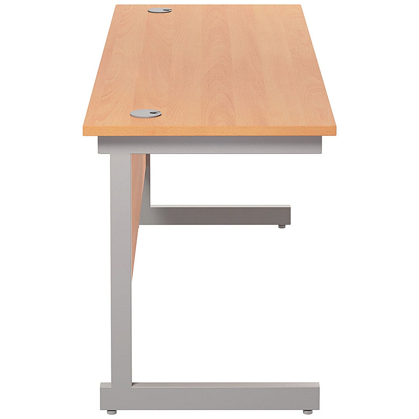 Jemini 1600mm Slim Rectangular Desk, Silver Cantilever Leg, Beech