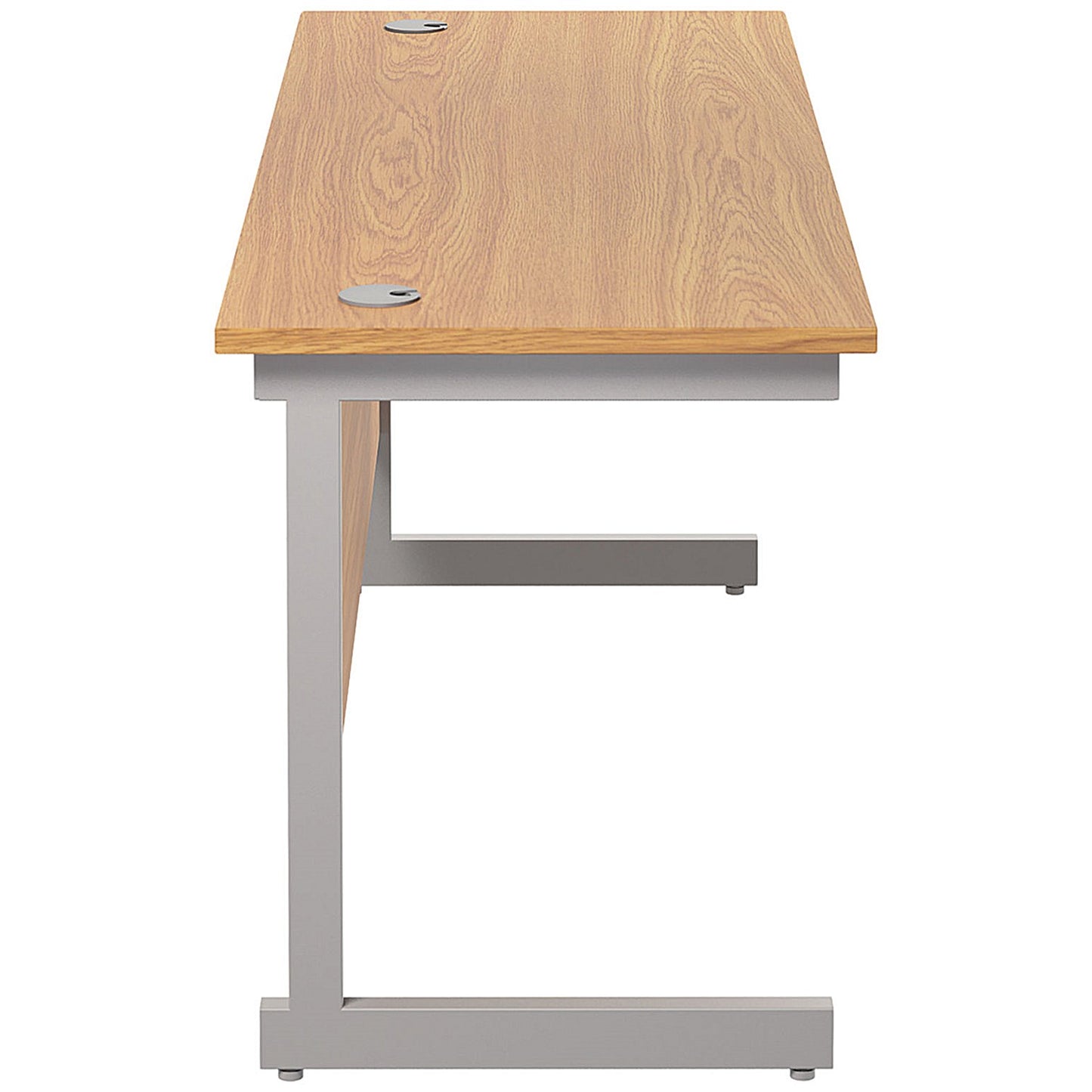 Jemini 1600mm Slim Rectangular Desk, Silver Cantilever Leg, Oak