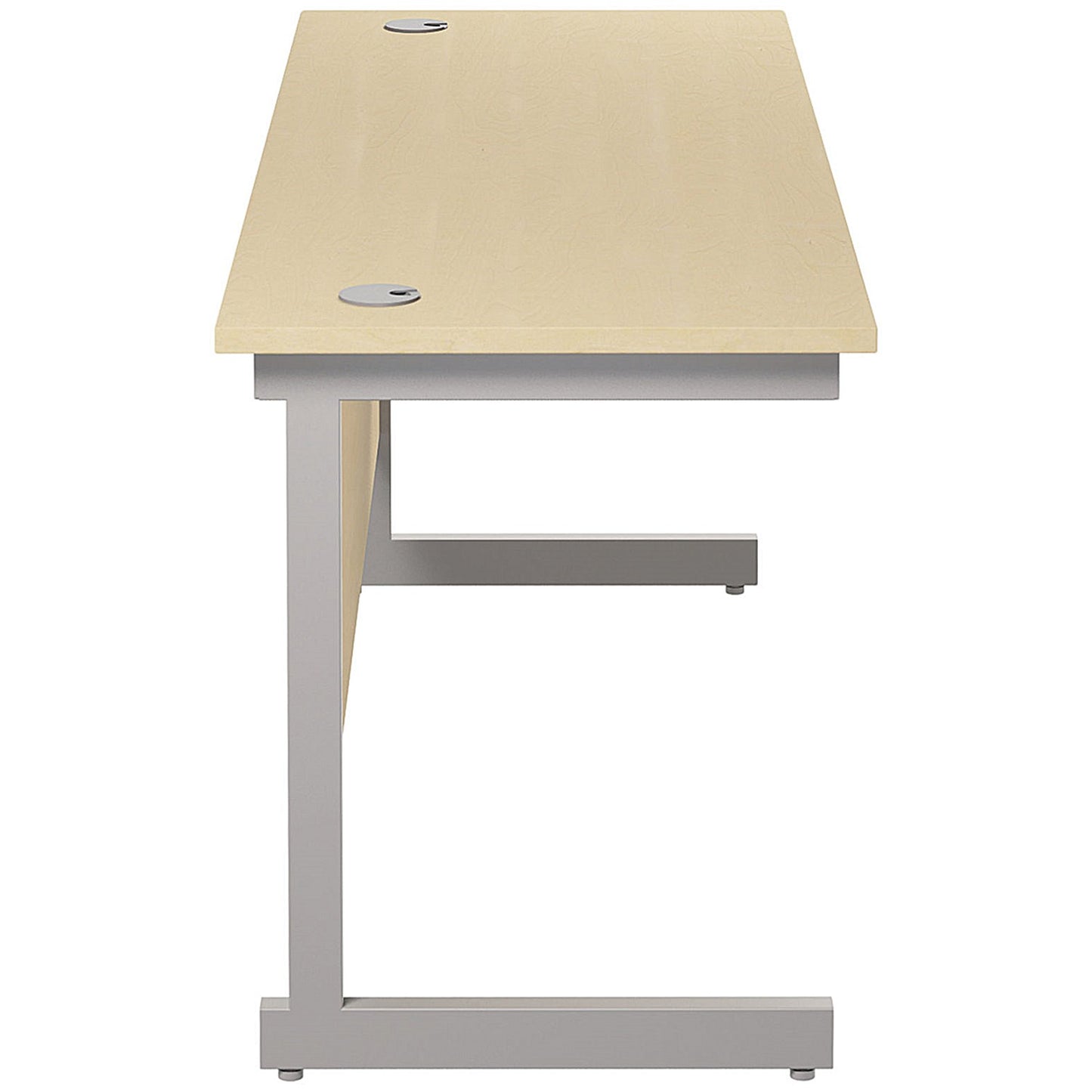 Jemini 1600mm Slim Rectangular Desk, Silver Cantilever Leg, Maple