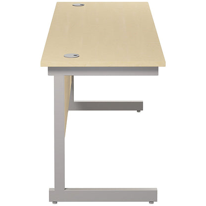 Jemini 1600mm Slim Rectangular Desk, Silver Cantilever Leg, Maple