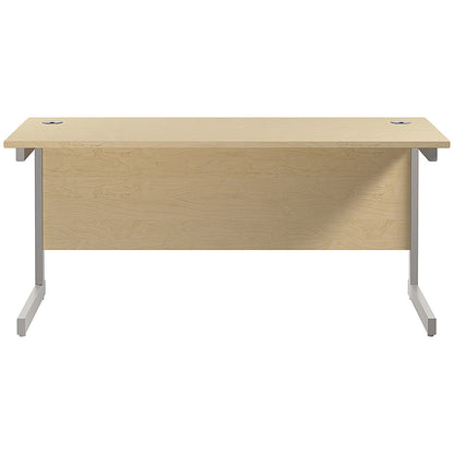 Jemini 1600mm Slim Rectangular Desk, Silver Cantilever Leg, Maple