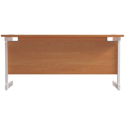 Jemini 1600mm Slim Rectangular Desk, White Cantilever Leg, Beech