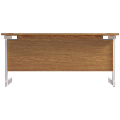 Jemini 1600mm Slim Rectangular Desk, White Cantilever Leg, Oak