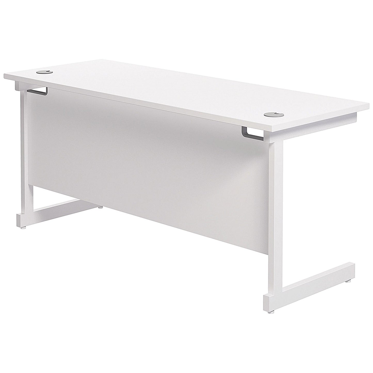 Jemini 1600mm Slim Rectangular Desk, White Cantilever Leg, White
