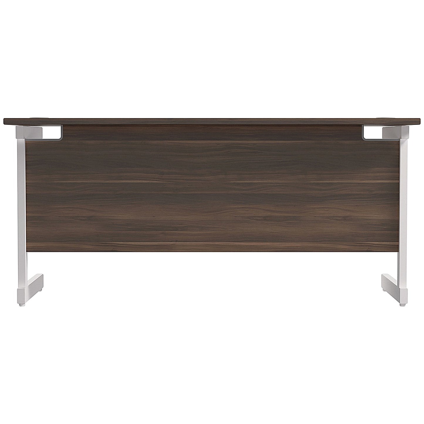 Jemini 1600mm Slim Rectangular Desk, White Cantilever Leg, Walnut