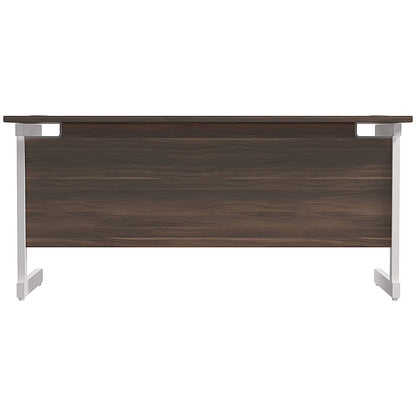 Jemini 1600mm Slim Rectangular Desk, White Cantilever Leg, Walnut