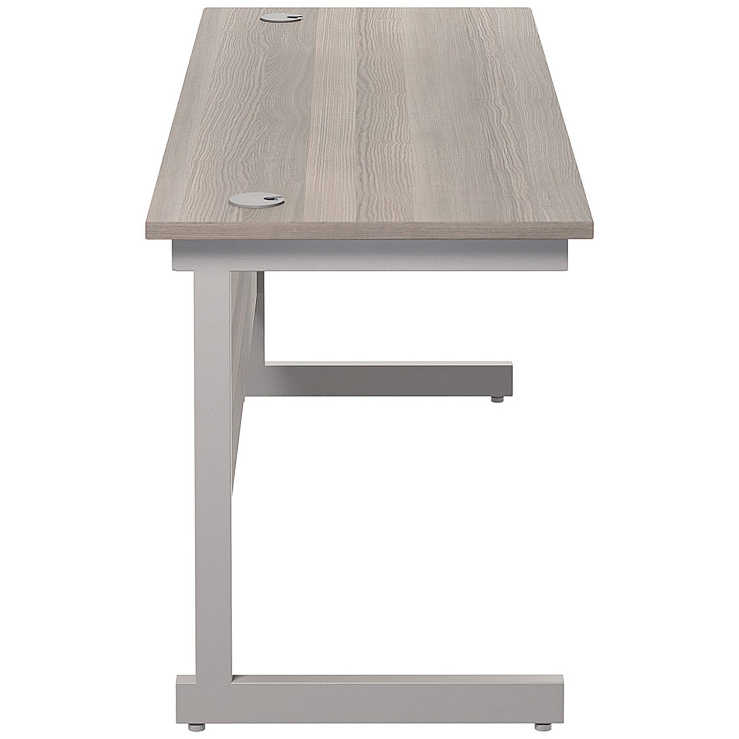 Jemini 1800mm Slim Rectangular Desk, Silver Cantilever Leg, Grey Oak