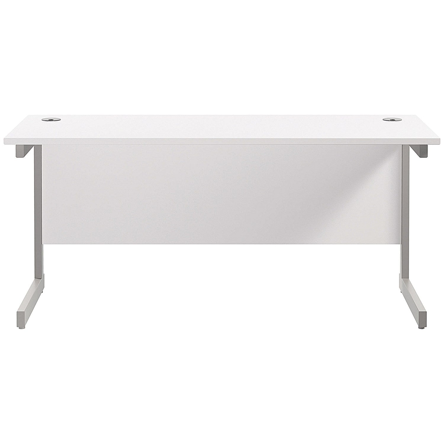 Jemini 1800mm Slim Rectangular Desk, Silver Cantilever Leg, White