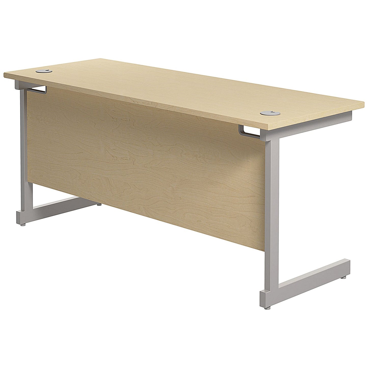 Jemini 1800mm Slim Rectangular Desk, Silver Cantilever Leg, Maple