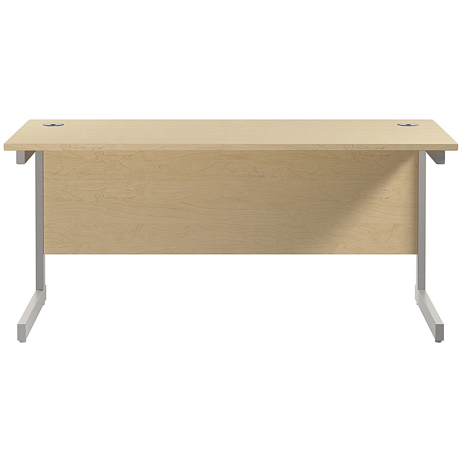 Jemini 1800mm Slim Rectangular Desk, Silver Cantilever Leg, Maple