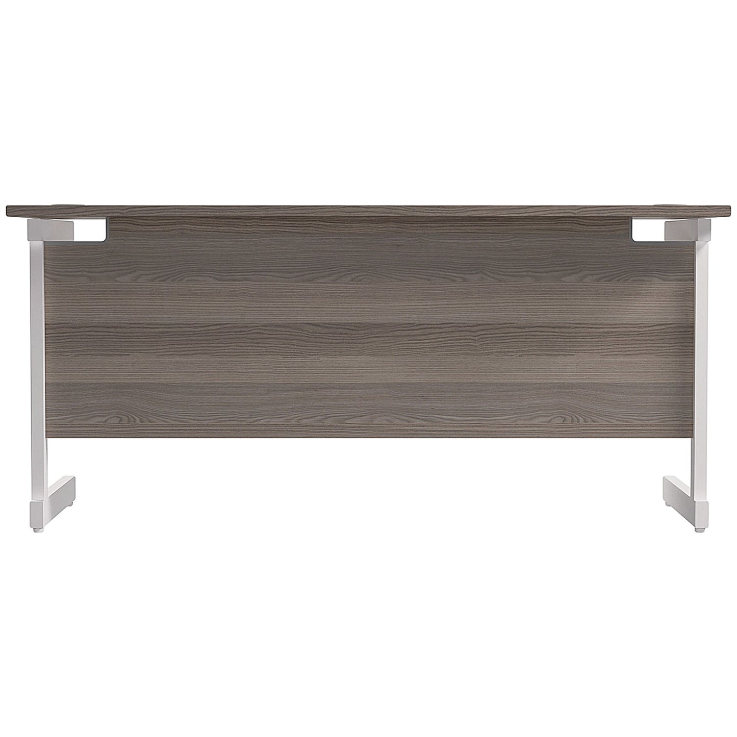 Jemini 1800mm Slim Rectangular Desk, White Cantilever Leg, Grey Oak
