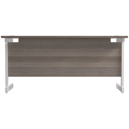 Jemini 1800mm Slim Rectangular Desk, White Cantilever Leg, Grey Oak
