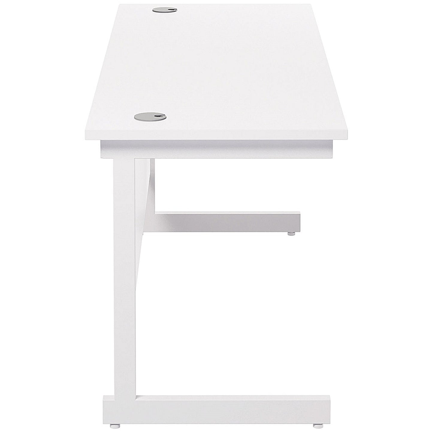 Jemini 1800mm Slim Rectangular Desk, White Cantilever Leg, White
