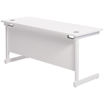 Jemini 1800mm Slim Rectangular Desk, White Cantilever Leg, White