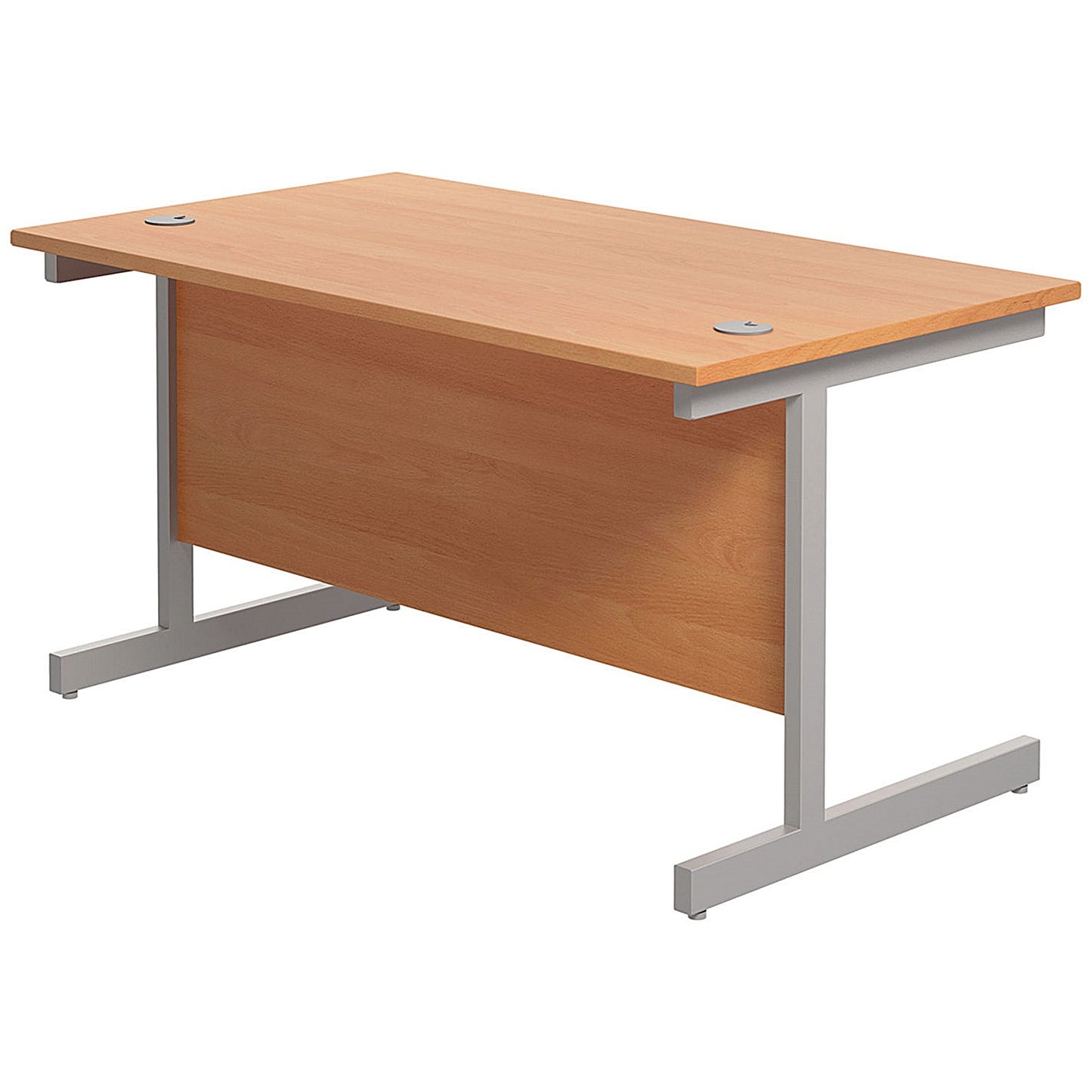 Jemini 1200mm Rectangular Desk, Silver Cantilever Leg, Beech