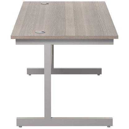 Jemini 1200mm Rectangular Desk, Silver Cantilever Leg, Grey Oak