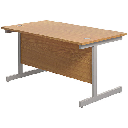 Jemini 1200mm Rectangular Desk, Silver Cantilever Leg, Oak