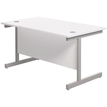 Jemini 1200mm Rectangular Desk, Silver Cantilever Leg, White