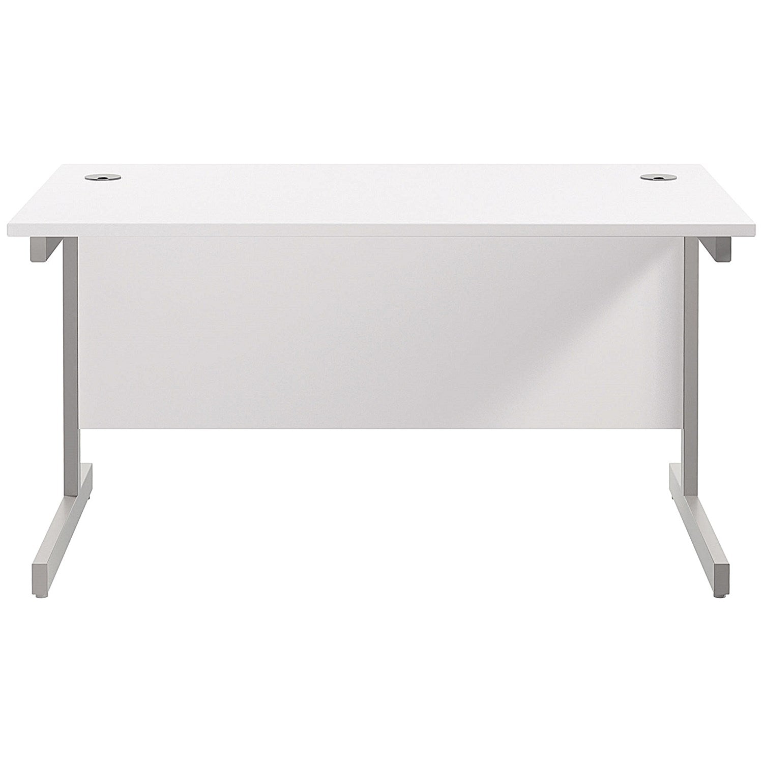 Jemini 1200mm Rectangular Desk, Silver Cantilever Leg, White