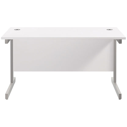 Jemini 1200mm Rectangular Desk, Silver Cantilever Leg, White