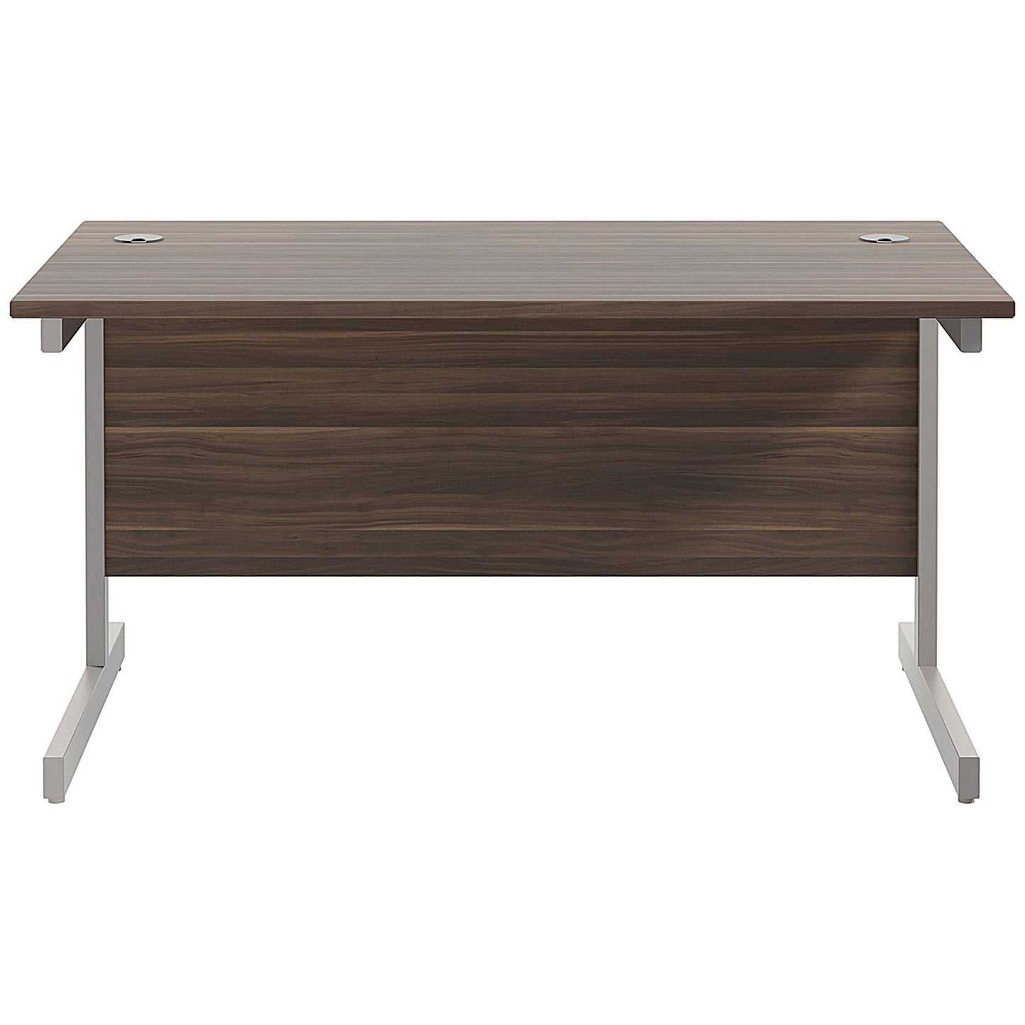 Jemini 1200mm Rectangular Desk, Silver Cantilever Leg, Walnut
