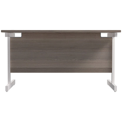 Jemini 1200mm Rectangular Desk, White Cantilever Leg, Grey Oak