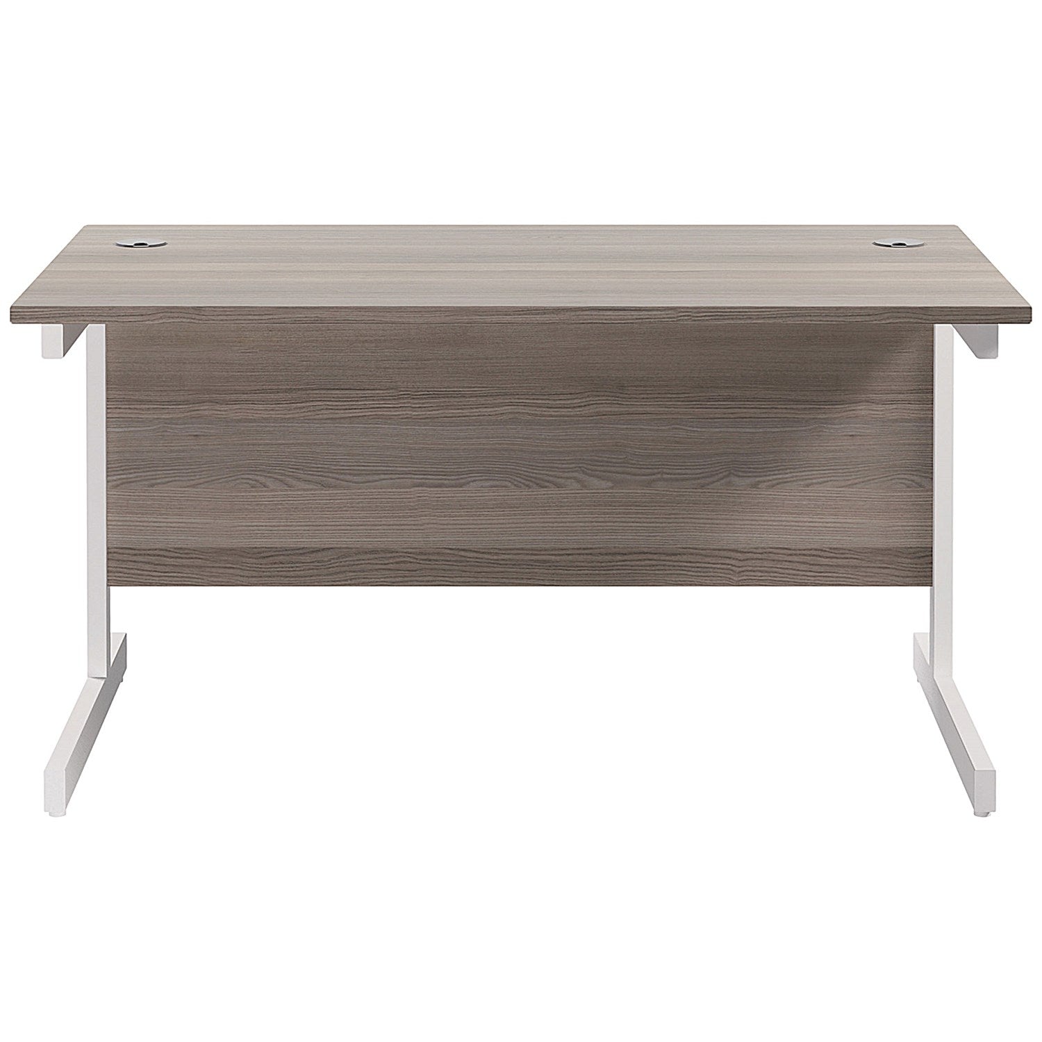 Jemini 1200mm Rectangular Desk, White Cantilever Leg, Grey Oak