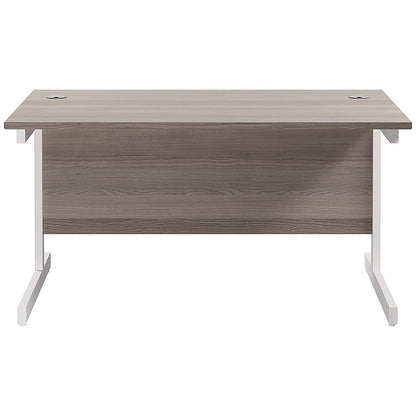 Jemini 1200mm Rectangular Desk, White Cantilever Leg, Grey Oak