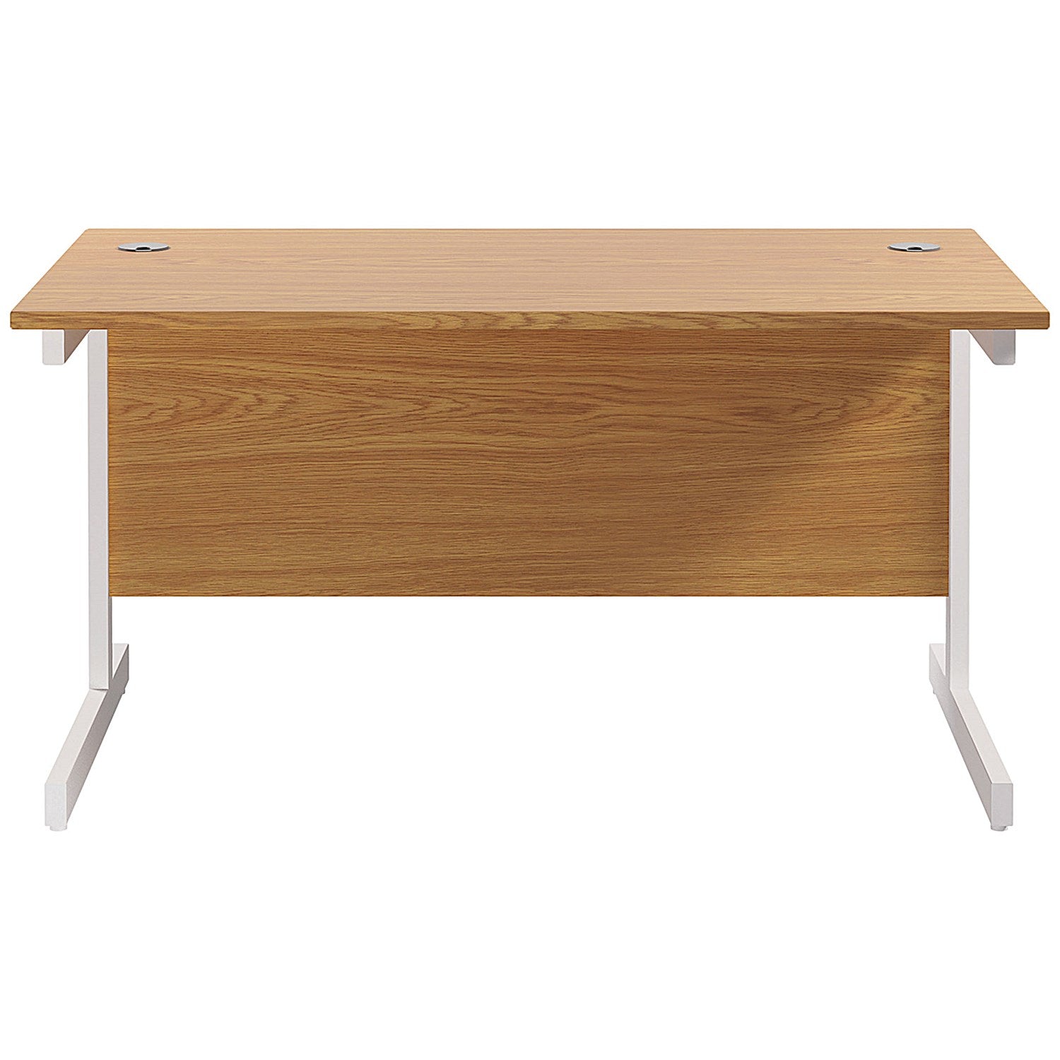 Jemini 1200mm Rectangular Desk, White Cantilever Leg, Oak